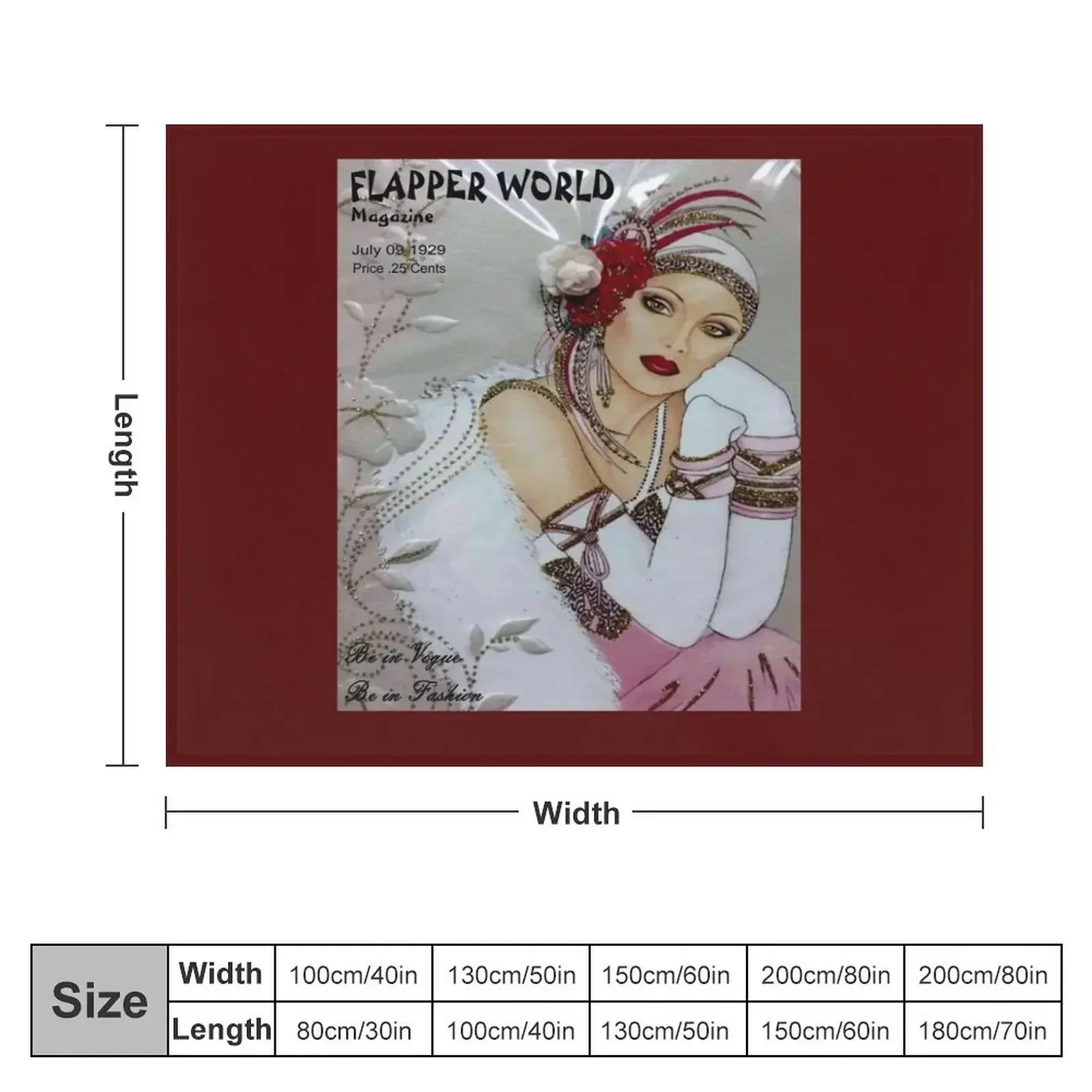 FLAPPER WORLD : Vintage 1929 Fashion Magazine Advertising Print Throw Blanket Bed Fashionable Giant Sofa Blankets