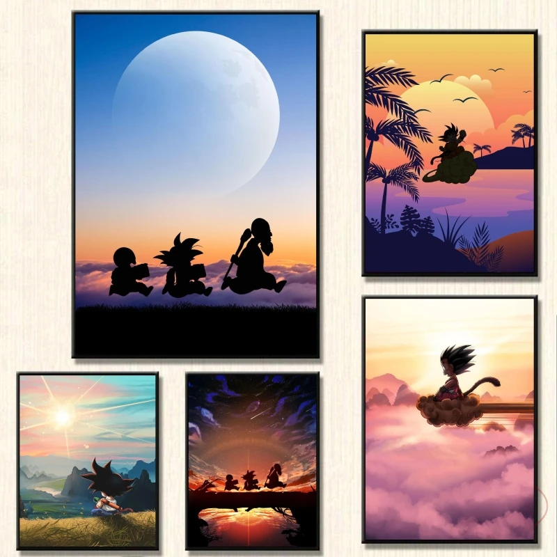 Canvas Art Walls Painting Dragon Ball Goku Kid Action Figures Cuadros Best Gift Living Room Modular Prints Comics Pictures