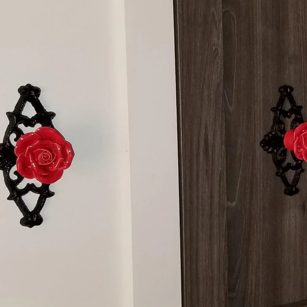 

2Pcs Rose Shaped Ceramic Kitchen Cabinet Drawer Door Handles Durable Pull Knobs Purple Decorative Rose Door Knob