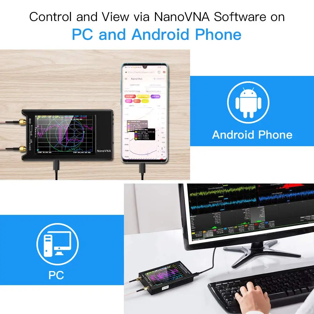 NanoVNA 10khz-1.5Ghz  NanoVNA-F VNA HF VHF UHF Vector Network Antenna Analyzer 4.3 inch IPS LCD Metal Case V3.1 Version Stylus