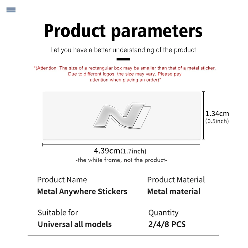 2/4/8 SZTUK Metalowy emblemat samochodowy Logo Naklejki dekoracyjne Naklejka do Hyundai N LINE i30 i20 Sonata Accent Tucson Elantra Azera
