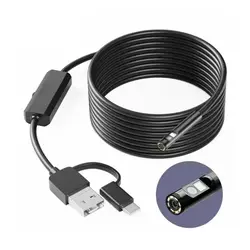 Endoscope Camera Dual Lens 8mm HD Borescope IP67 Waterproof Inspection Camera Screen for OTG Android Smartphone PC Notebook