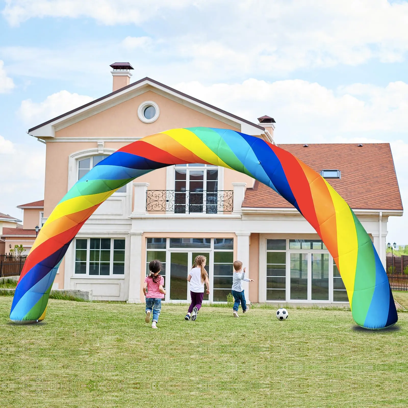 Giant Inflatable Rainbow Arch With Built In 150W Blower Perfect For Birthdays,Parties Inflatable Balllon Arches