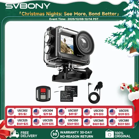 Svbony SVGo2 Action Camera Selfie Dual Screen True 4K 6-axis EIS IPX8 Waterproof Case Buoyancy Stick for Underwater Vlog Surfing