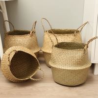 Woven Seagrass  Basket Wicker Baskets Storage Plant Pot for Storage Plant Pot Basket and Laundry Picnic and Grocery Basket