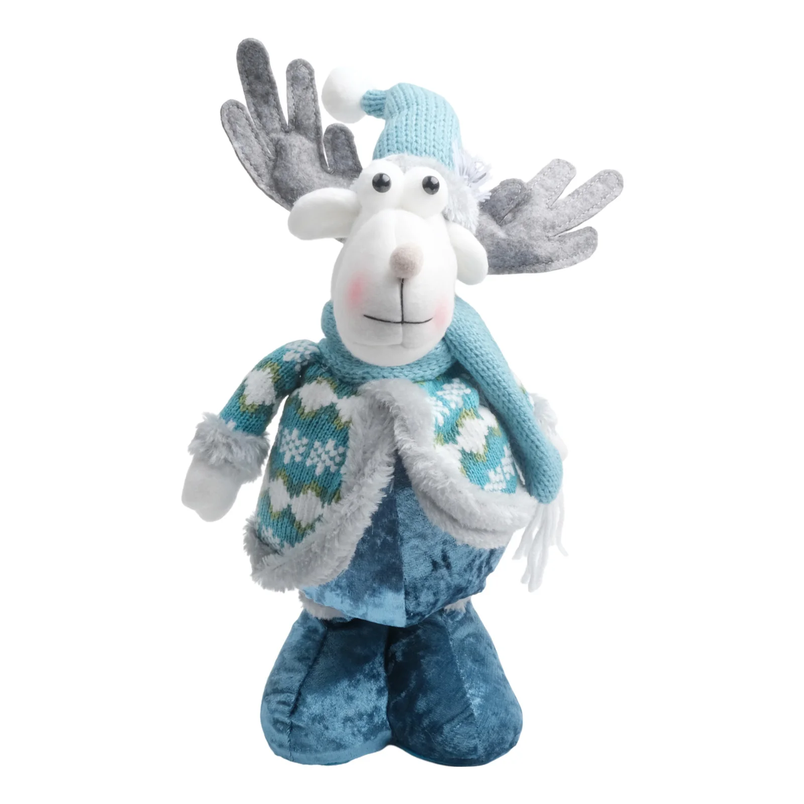 

Рождественские украшения Рождественская синяя ткань Телескопический Санта-Клаус Снеговик Лось Рождественская кукла Орнамент Украшение рабочего стола