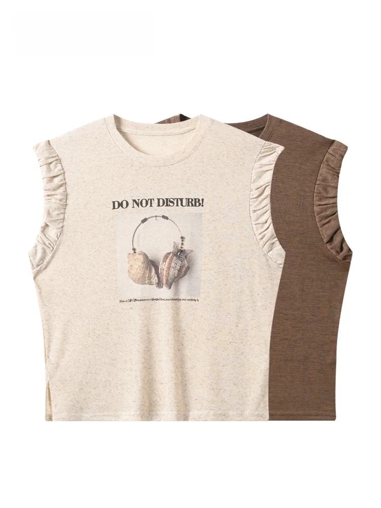 

Summer Casual Style Big Size Women's T-shirt with Flying Sleeves Loose Fit Slimming Effect Shoulder Width Appropriate Fashion...