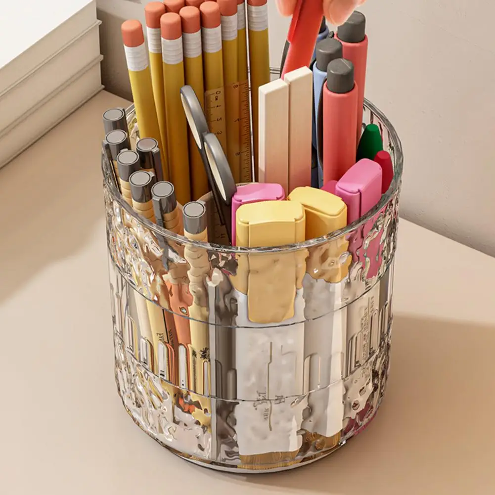 Desktop Pen Storage Solution Rotating Makeup Brush Holder with Capacity Removable Pen Stand Organizer for Desk 360-degree