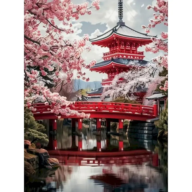 

GATYZTORY Paint By Numbers for Beginner Sakura Season Landscape Original Gifts DIY Color by Number Canvas Painting Home Decorati