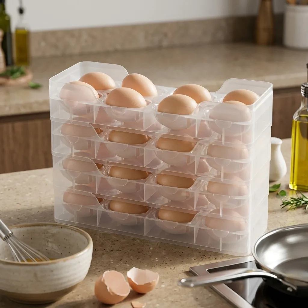 Stackable Egg Holder Fridge Organizer Clear Egg Storage Box Kitchen Countertop Refrigerator Side Door Tray Plastic Container