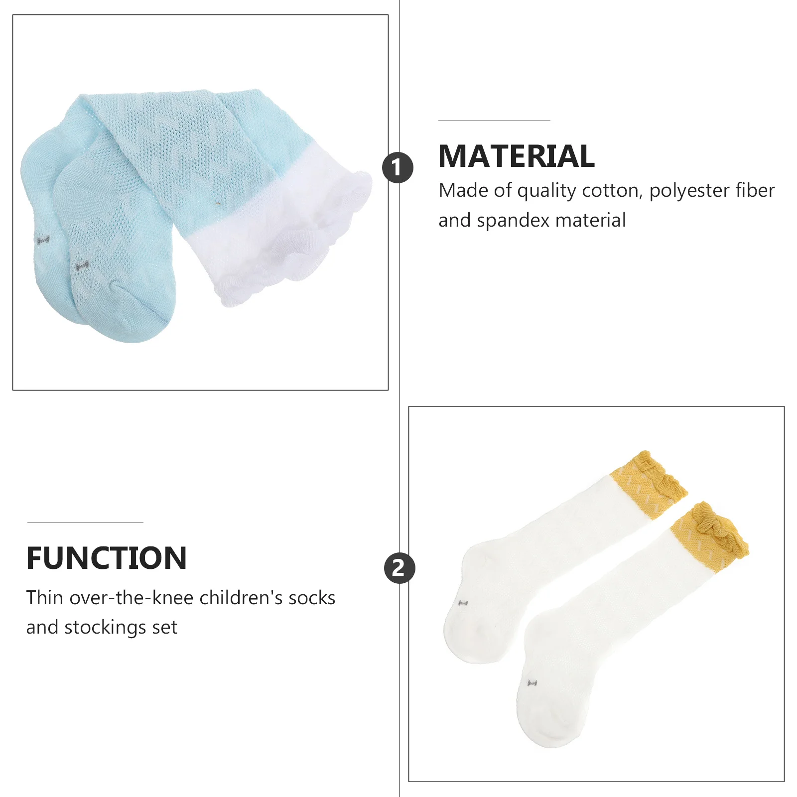 

3Pairs Kids Socks Pack High Quality Toddler Knee High Socks Breathable Soft Baby Long Stockings Comfortable for Summer Lovely