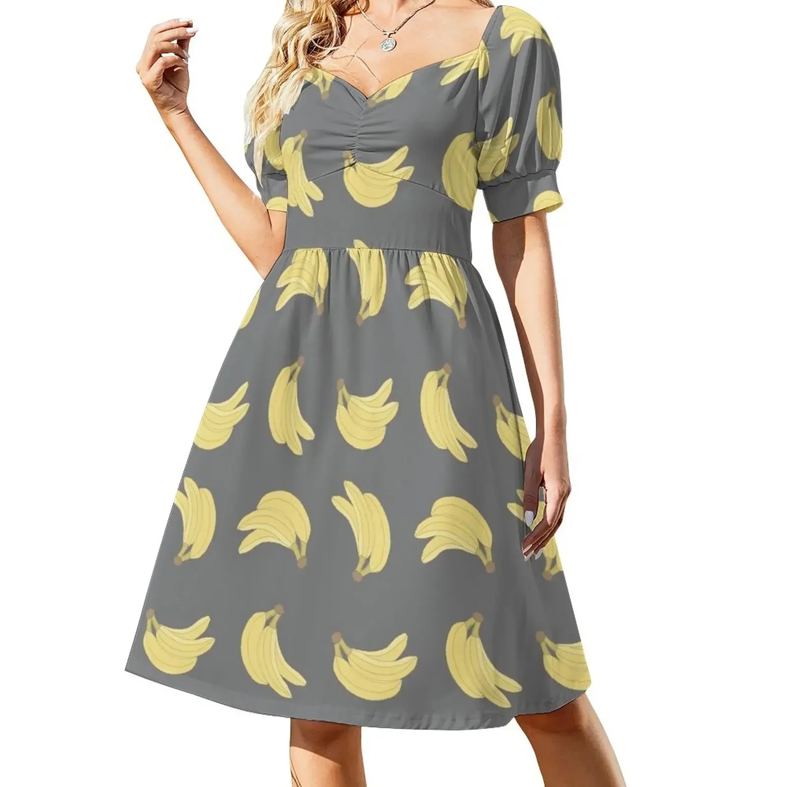 

Bananas - Banana Print and Pattern Sleeveless Dress luxury evening dress woman for wedding woman dress