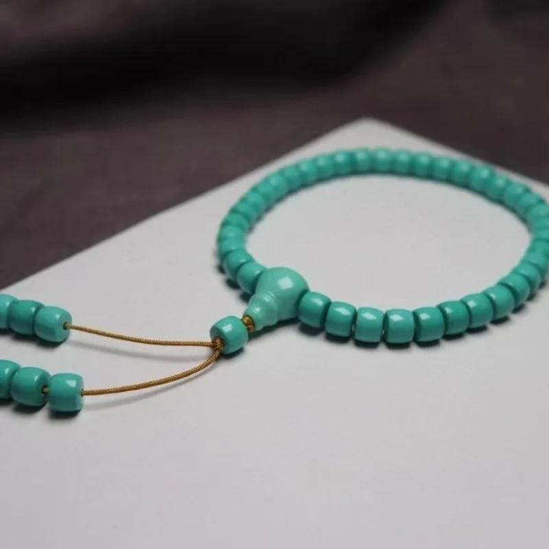 Turquoise High Porcelain Ya Jiao Green Old Style Handheld Bracelet 108 Men and Women Buddhist Beads Optimized