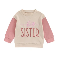 Toddler Baby Girl Boy Clothes Big Sister Crewneck Sweatshirt Big Brother Oversized Sweater Waffle Fall Clothes 1-5T