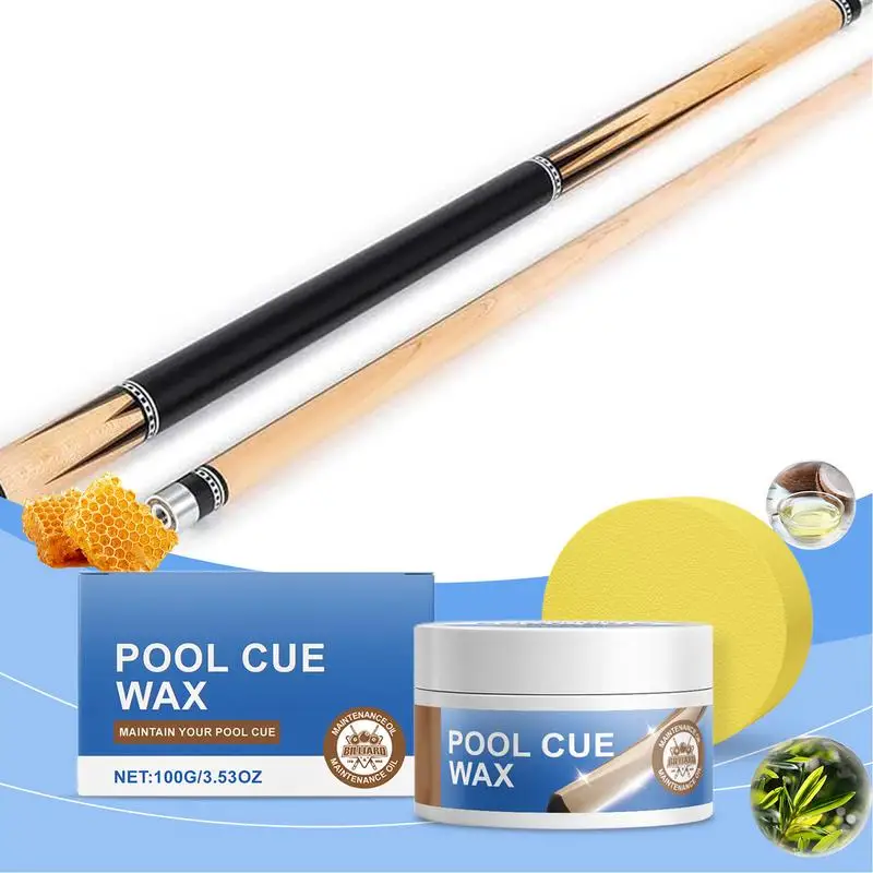 Wax Cleaner For Pool Cue Wooden Shaft Wax Pool Cue Care Cream With Sponge Silky Polish Care Supplies Anti Cracking Maintenance