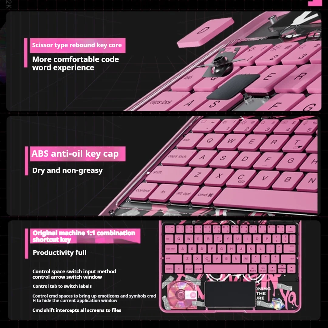 Casing Keyboard Air6 Tablet Bluetooth 11/13 inci, casing semua dalam satu Trackpad ajaib Keyboard Ipad Pro tahan jatuh rotasi 720 °
