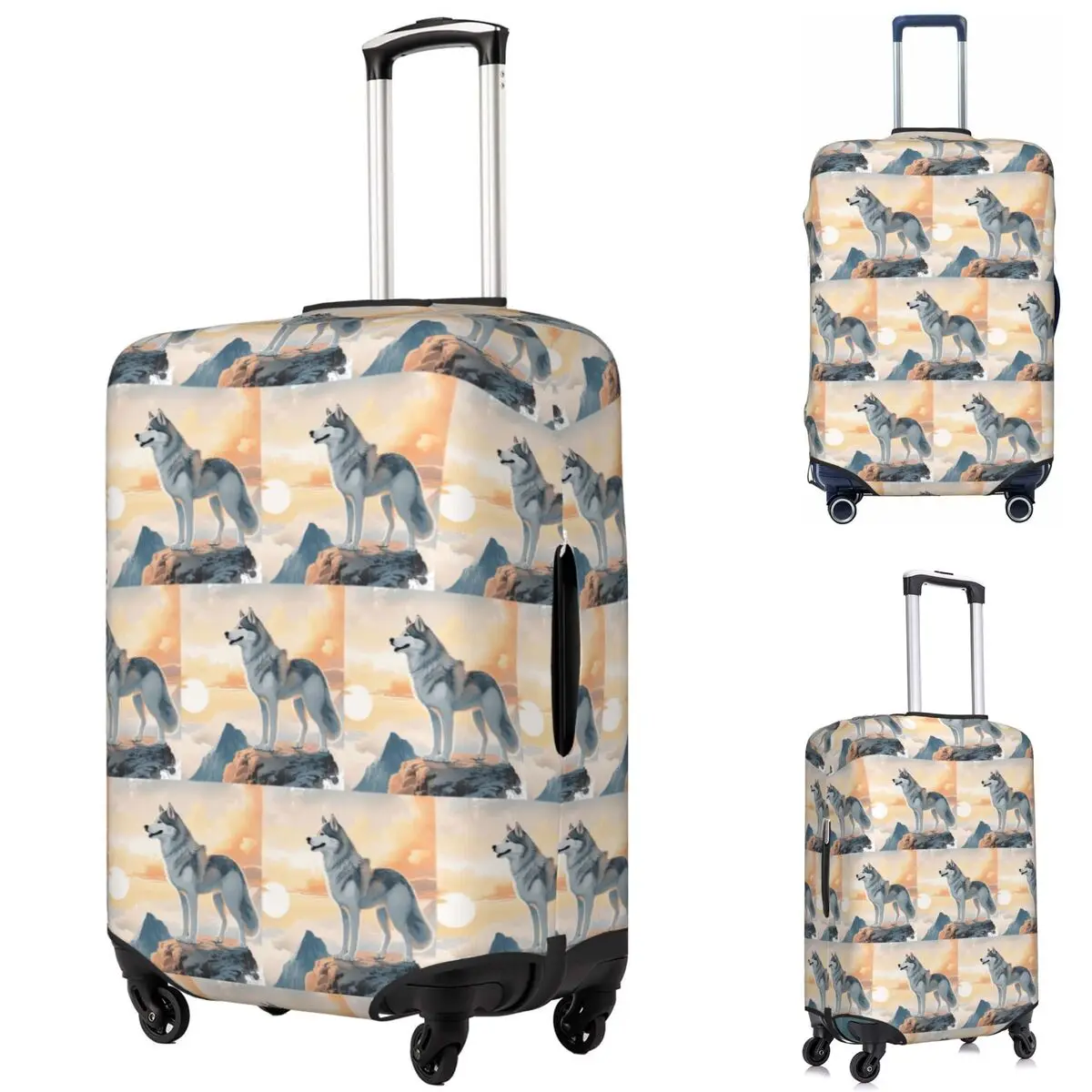 

Siberian Husky In The Mountains Suitcase Cover Protection Elastic Travel Luggage Protector Covers for 18-32 Inch