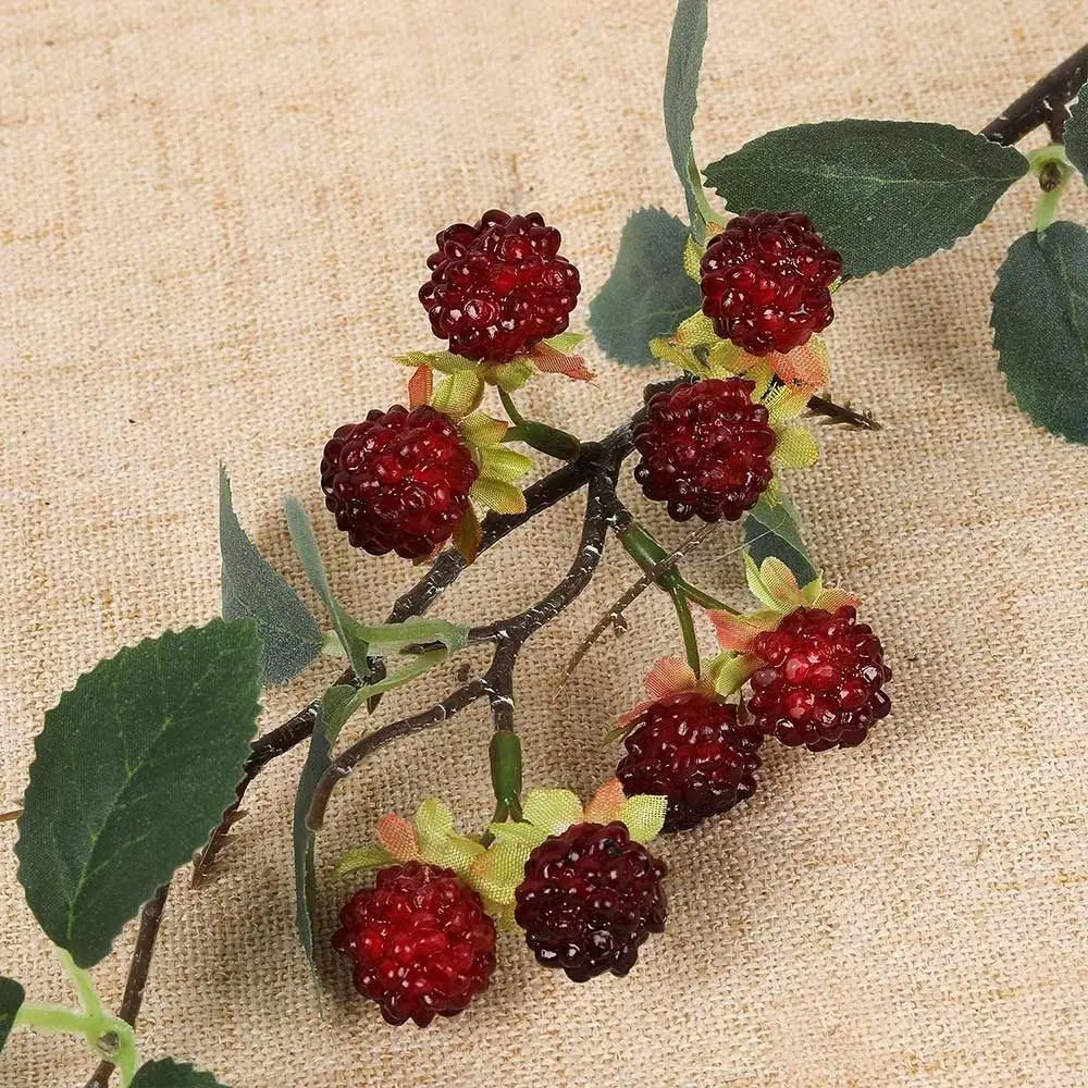 Rote Himbeer-Kunstbeeren DIY-Zubehör Simulierte Beerenzweige Blumenarrangement Grüne Blätter Künstliche Früchte – Detail 4