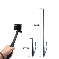 48cm Aluminum Alloy Extendable Handheld Selfie Stick Telescoping Pole for GoPro Hero 9 8 7 6 5 4 3 OSMO Action Xiaoyi SJCAM Eken