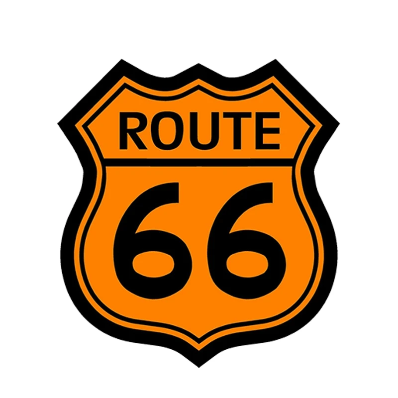 Highway Sign Orange Route 66 Covered With Scratch Waterproof Car Sticker Accessories Decorative Bumper Window Refrigerator PVC