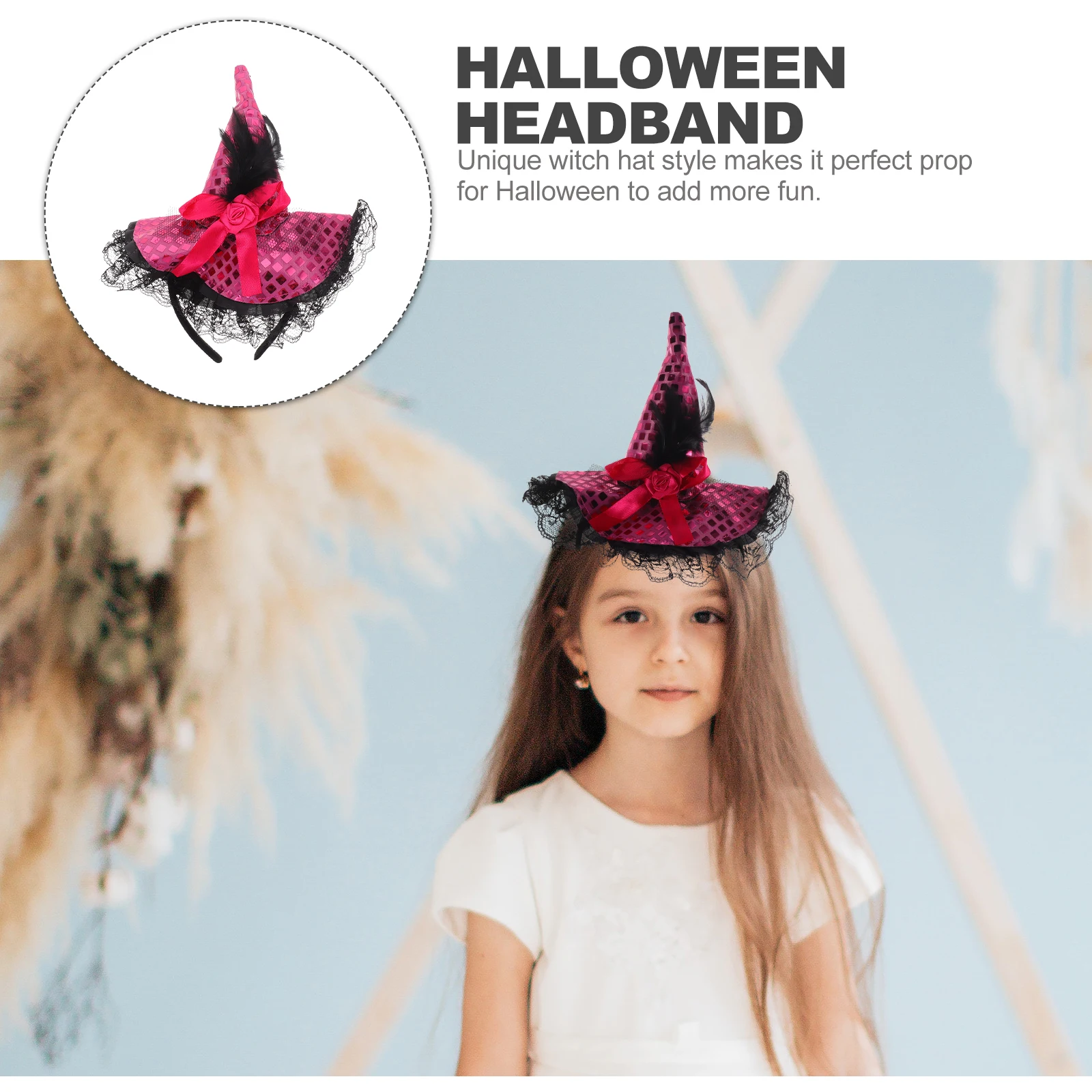

Halloween Hat For Kids Party Costume Performance Children Headband Headband Party Cap Accessories Rose Red