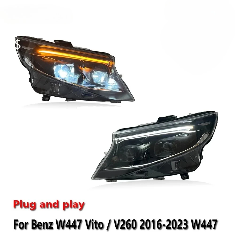 

Car LED Headlight Assemblies Lamps For Benz Vito / V260 W447 V-Class 2016-2023Fog DRL Brake Turn Signal Lamp Plug and Play