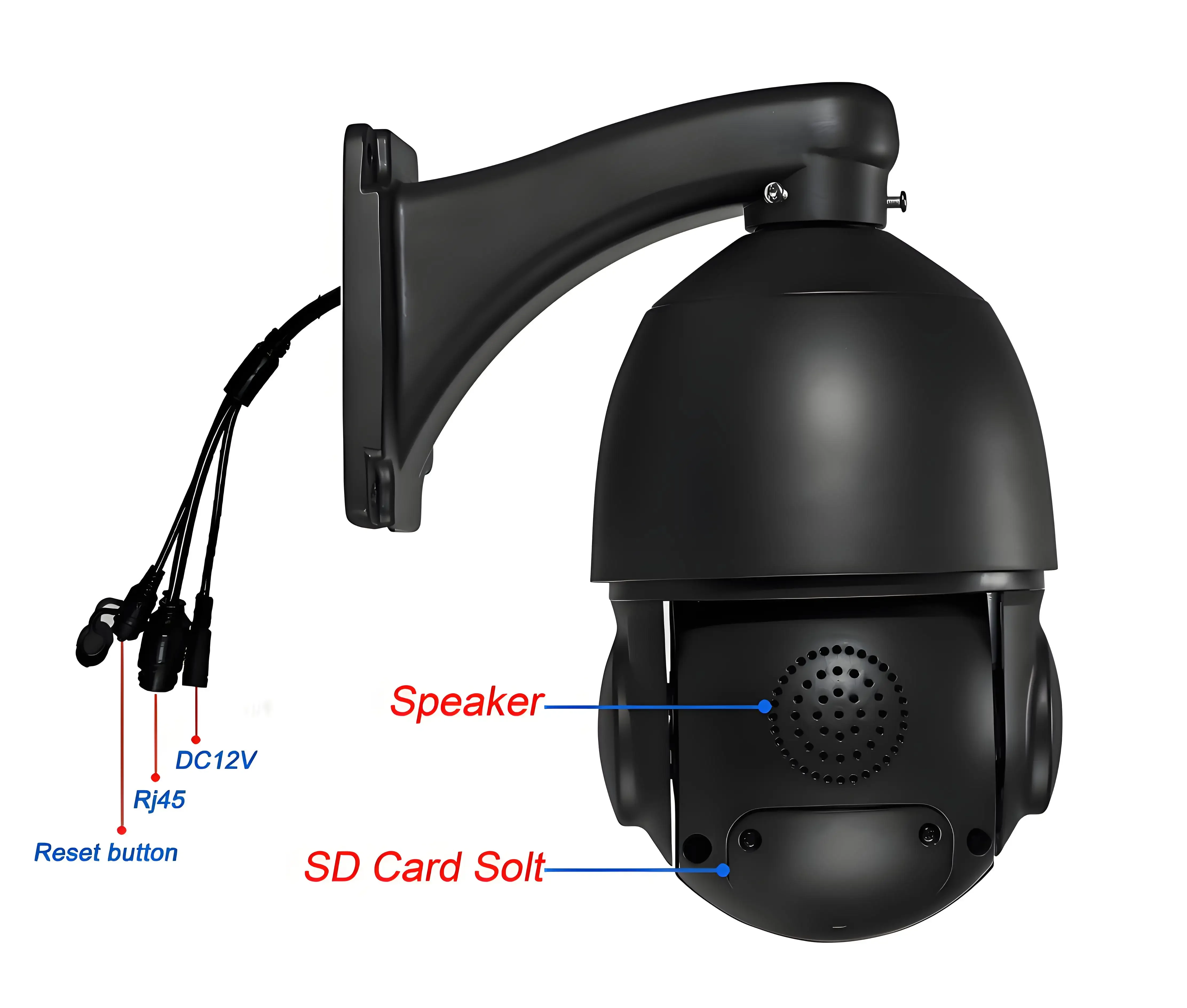 Full Color Auto Tracking 30fps 8MP 4K 15X Optical Zoom Rotation Audio Outdoor ONVIF POE PTZ IP Surveillance Speed Doom Camera