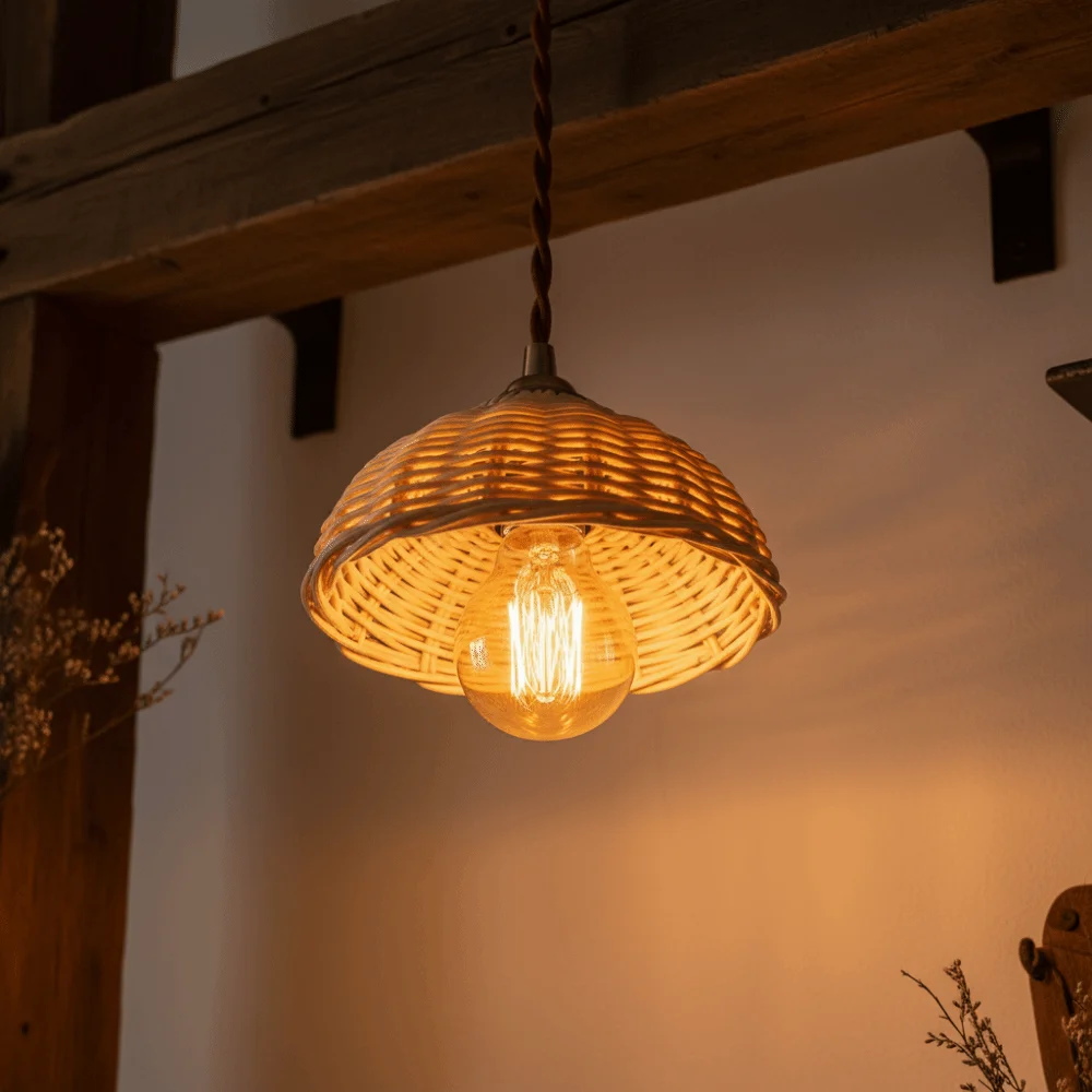 

Vintage Style Light Shade Handwoven Rustic Rattan Lamp Shade Classic Living Room Chandelier Lampshade Exquisite Light Fixture