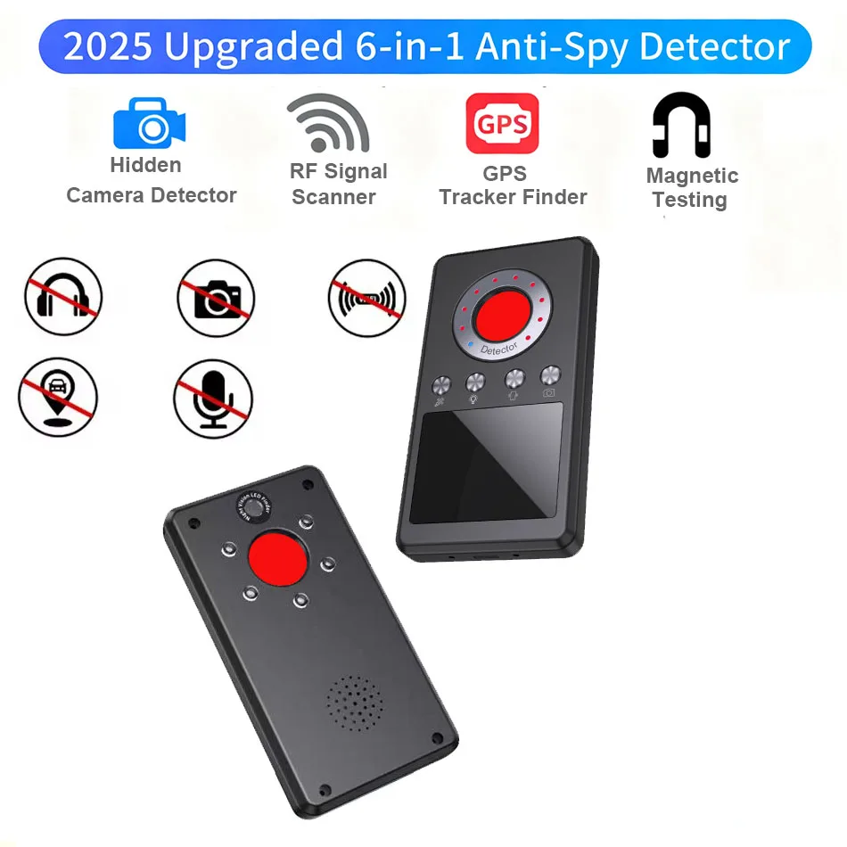 

High-Sensitivity Anti-Eavesdropping Device Wireless Signal/GPS/Camera Detector Portable Alarm Privacy Protector Spy Cam Detector