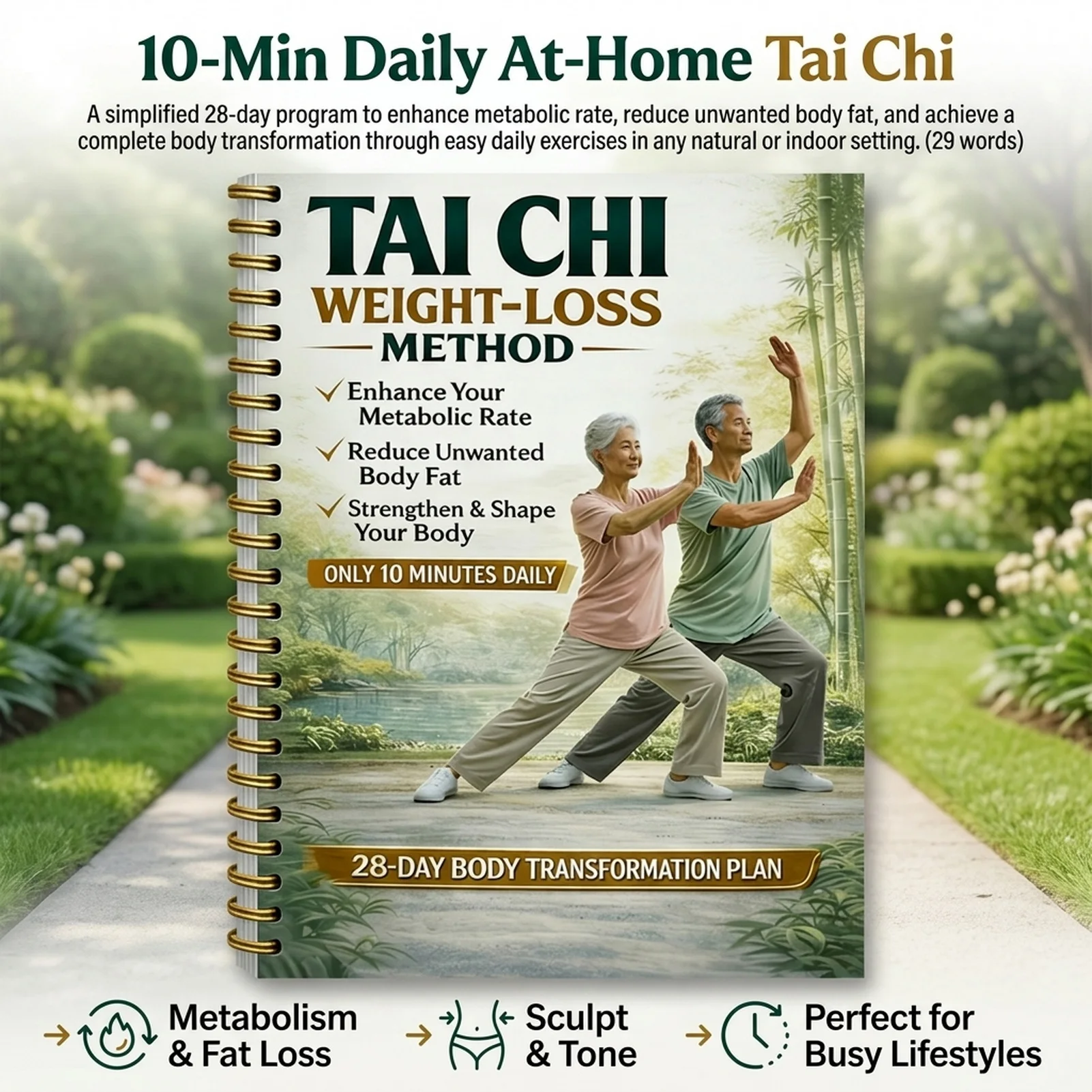 Eco-Friendly Tai Chi Weight Loss Plan Book With Illustrated Steps 10 Minute Daily Low Impact Workout Guide For Seniors