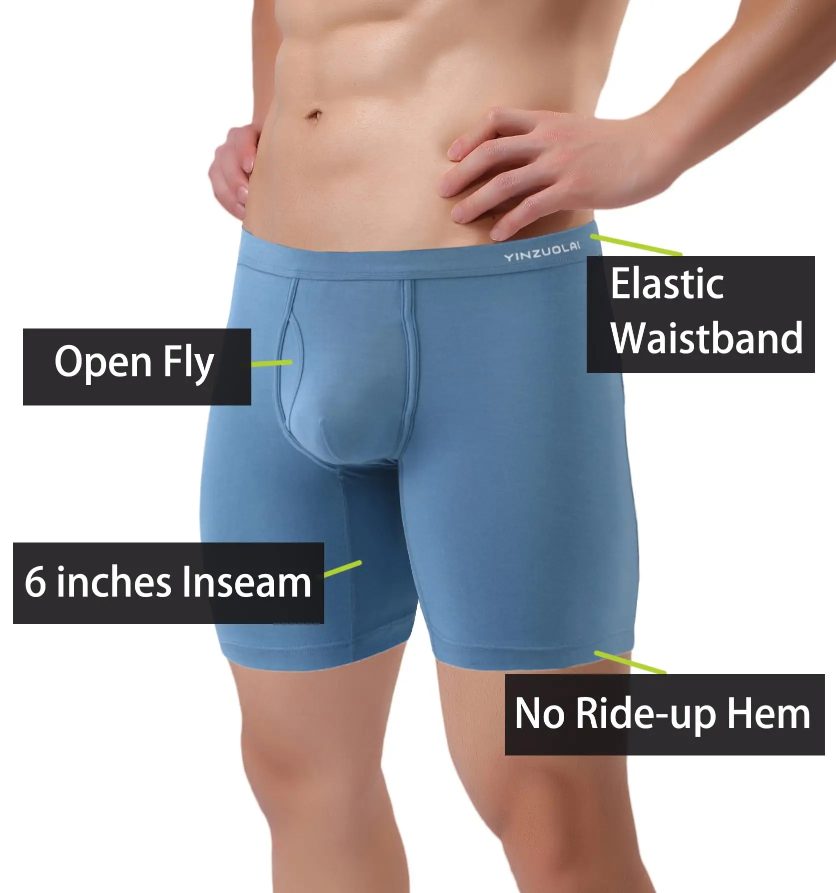 Zonbailon Mens No Ride-up Boxer Briefs Support Pouch Boxer Briefs Stretch Underwear with Flap for Balls