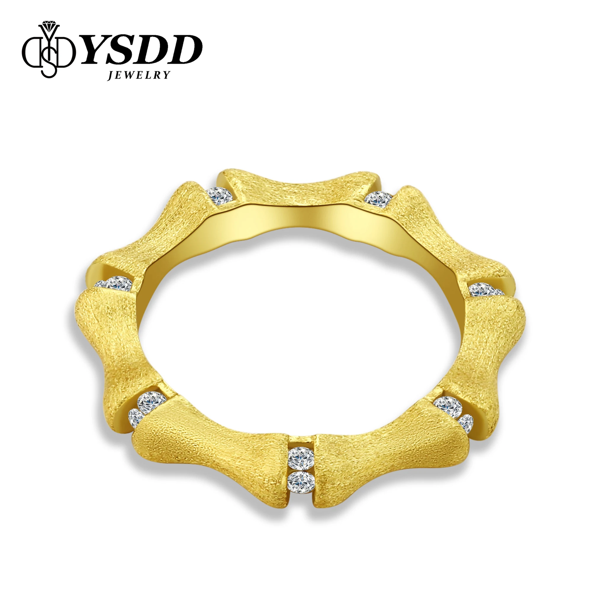 

#359 YSDD New 925 Sterling Silver Moissanite Silver/Golden Bamboo Ring for Women With Fine Packaging Free Shipping