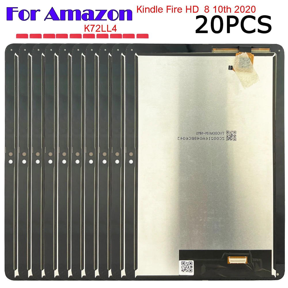 

20PCS NEW For Amazon Kindle Fire HD8 10th Gen 8.0" 2020 K72LL4 LCD Display Touch Screen Digitizer Glass Assembly Repair Parts