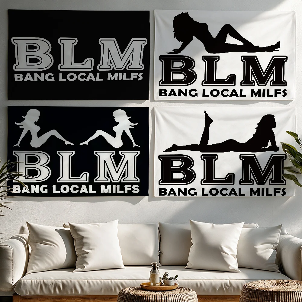 BLM Flag Bang Local Milfs flag Tapestries Outdoor Parties Bedrooms Living Rooms Dorm Rooms Wall Decor Banners Gifts