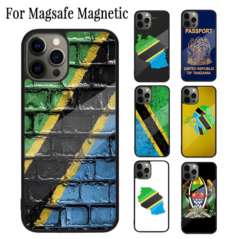 Tanzania Flag Magnetic Phone Case Coque For iPhone 16 15 14 Plus 13 12 Mini 11 Pro Max Magsafe Wireless Charging Cover Capa