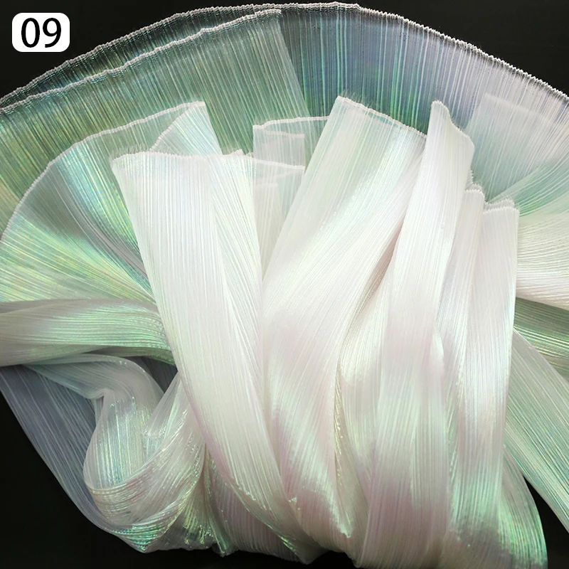 1/2/3M Gradient Pleated Fabric Soft Mesh Yarn Organza Pleated Texture Designer Fabric DIY Sewing Stage Costume Background Decor