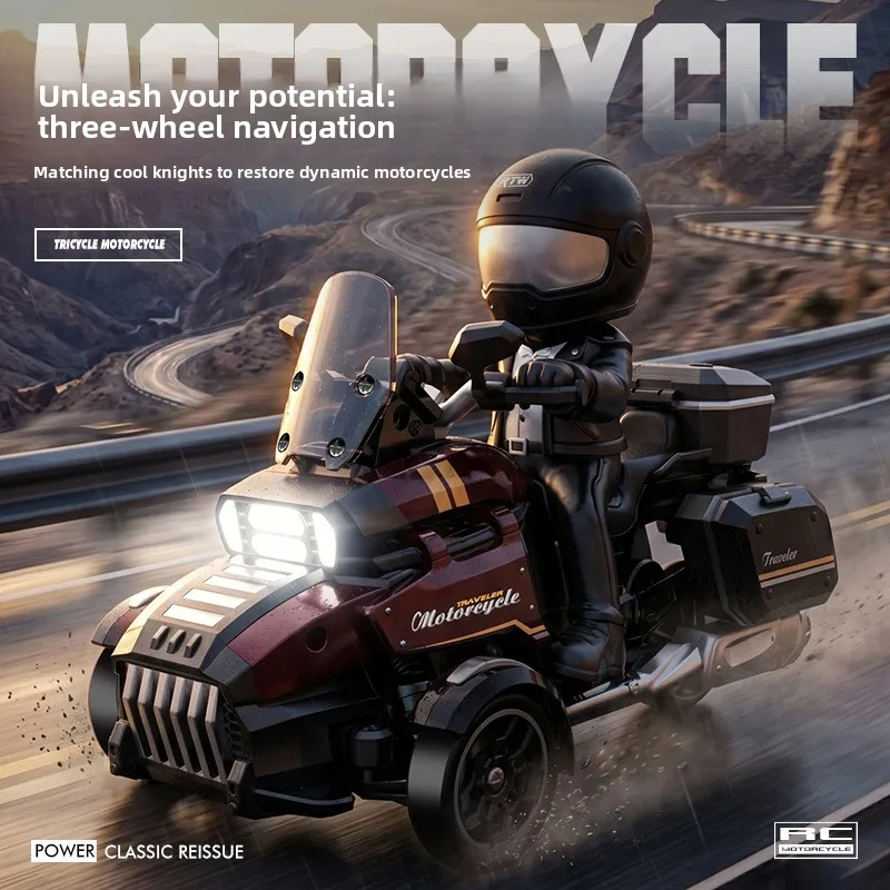 

1:43 Full Proportional RC Drift Motorcycle, Mini Three-Wheel Racing Bike Stunt Vehicle Toy for Boys Collectible Gift