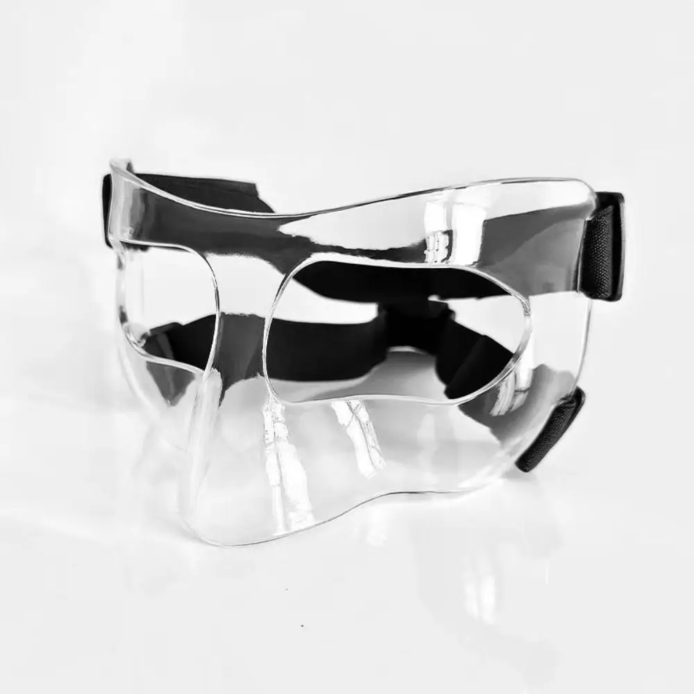 Adjustable Basketball Face Mask Elastic Strap Black/Clear Nose Protective Shield Shatterproof Crack Resistant Nose Protector