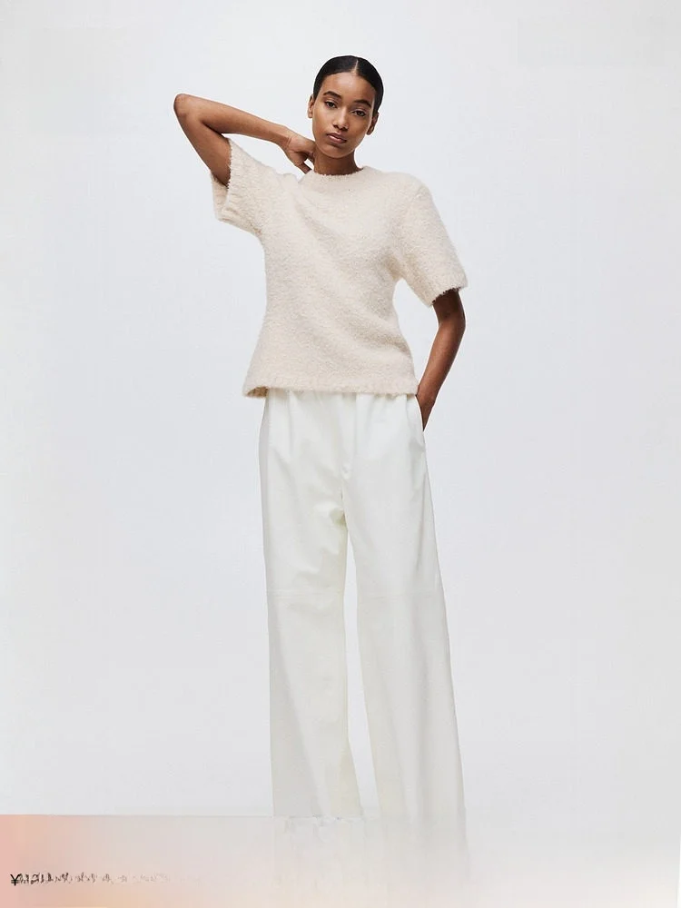 

Женская трикотажная футболка H&M для весны, повседневная, из шерсти и полиэстера, тонкая, для весенне-осеннего сезона, модная