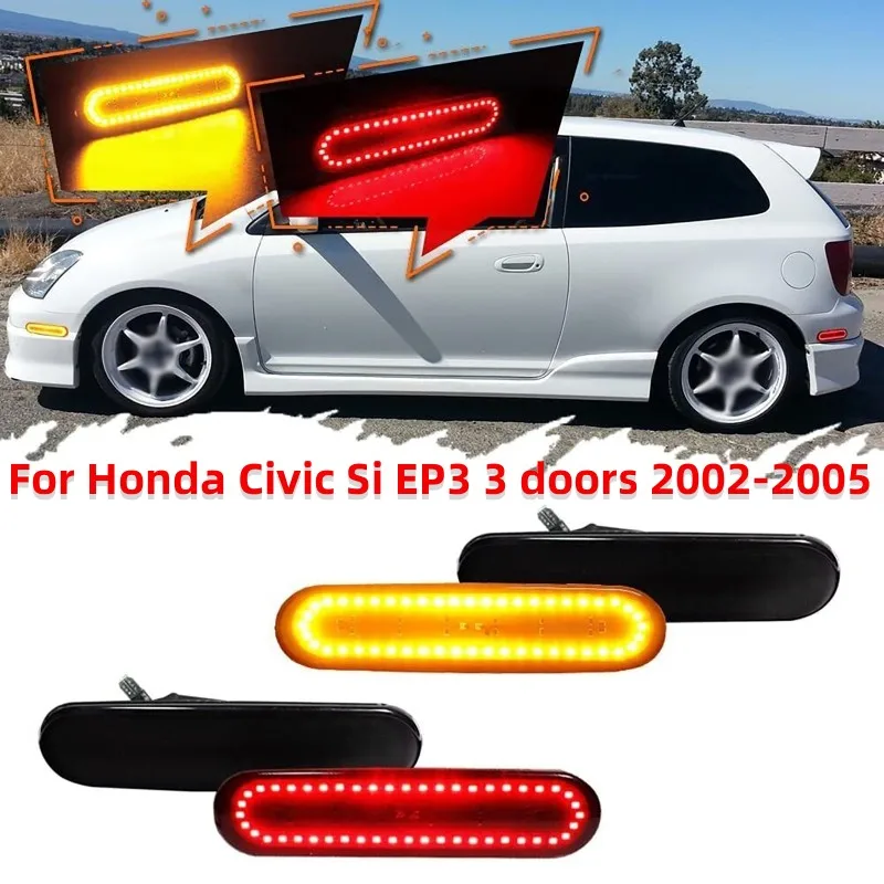 4 pz/set Car LED Side Marker Light Fender Lamp Signal Light per Honda Civic Si EP3 3 porte 2002-2005 (luce ambra + luce rossa)