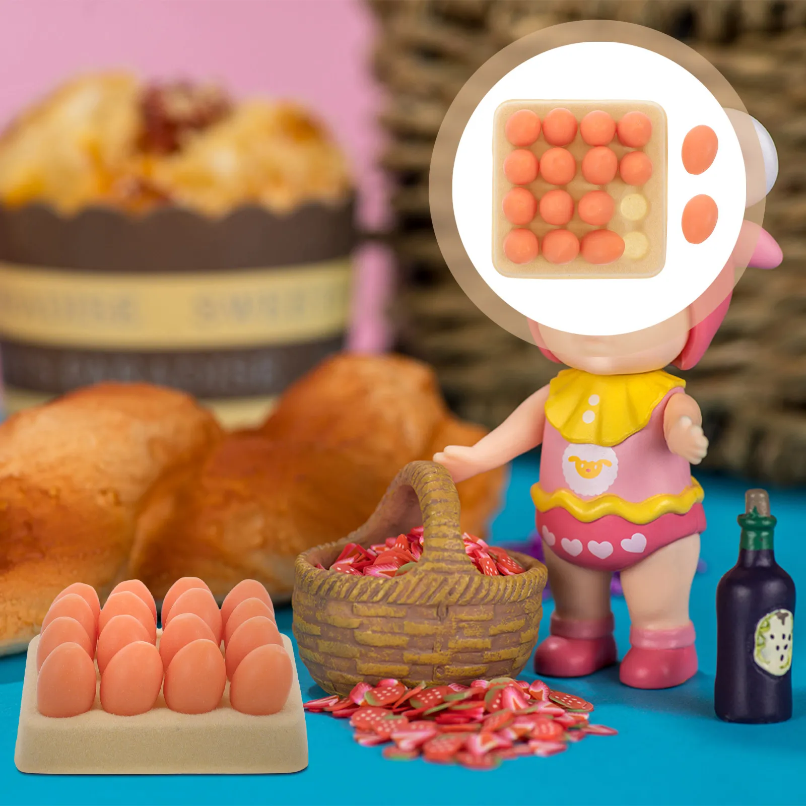 

1Set Miniature Egg Models with Matching Tray Realistic Detail Fine Workmanship for Dollhouse Mini Kitchen Micro Landscape Decor