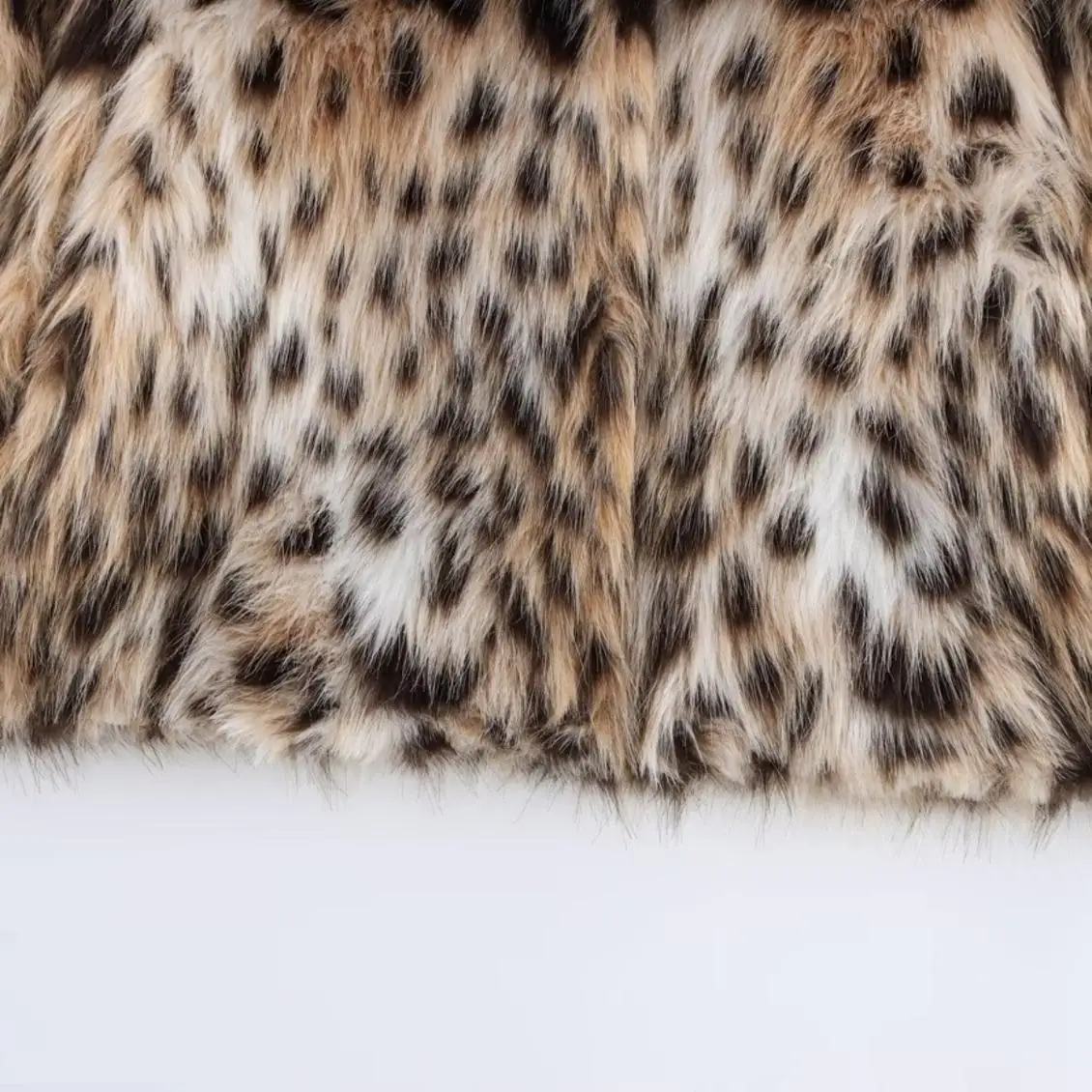 Jaqueta Fena Nova de Outono JNLEAOG, Casaco com Efeito de Pele Sintética, Ajuste Solto, Manga Longa, Crimento Curto, T...