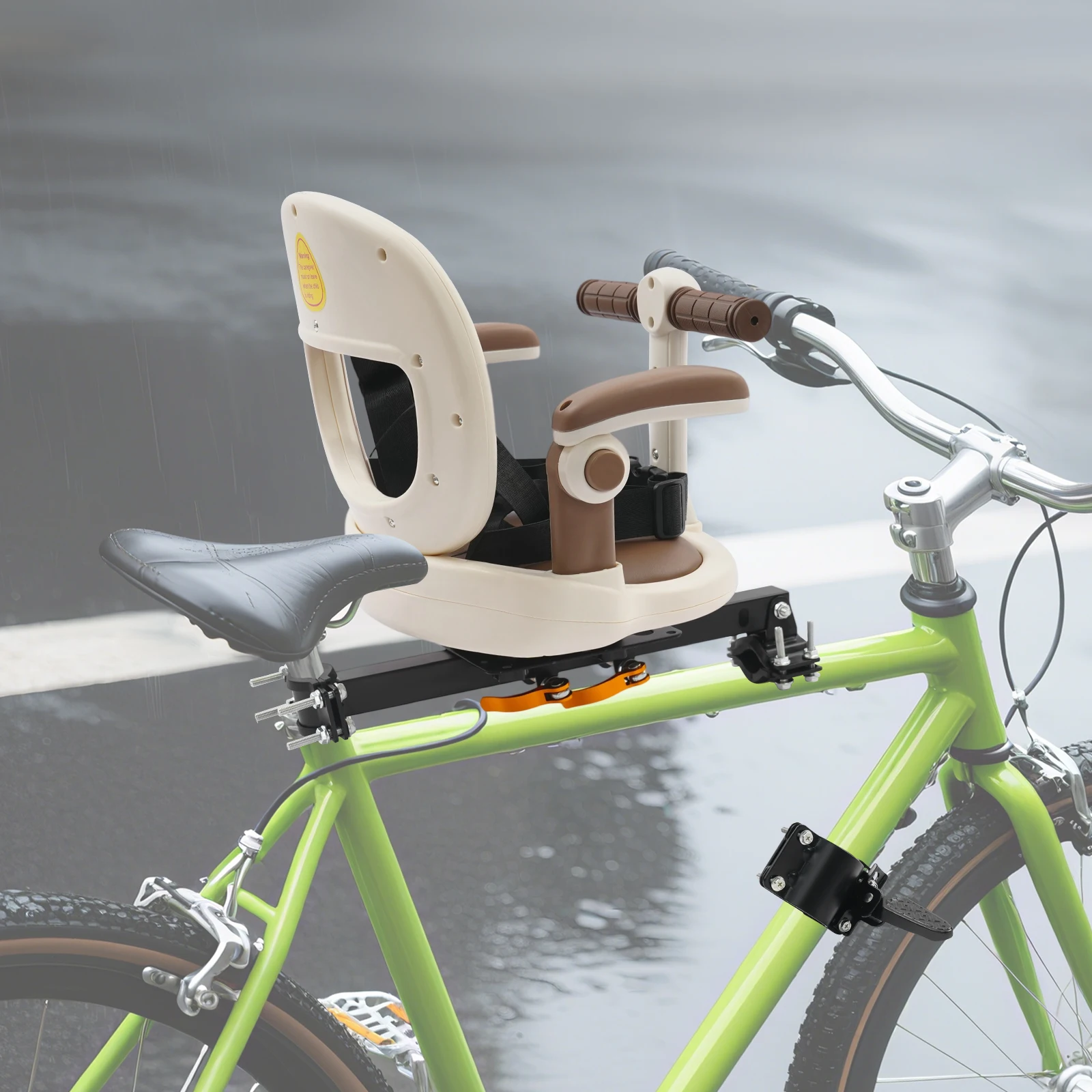 

30*29cm Beige Steel, PP, PVC Children's Bicycle Seat, Front Bicycle Seat for Kids Aged 6 Months to 8 Years Old For Most Bikes