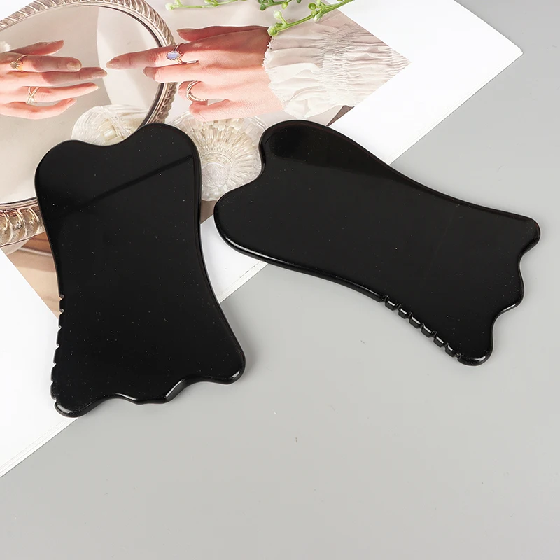 Big Obsidian Face Care Gua Sha Beauty Tool Black Crystal Stone Skin Lifting Care Massager Health Sawtooth Guasha Product