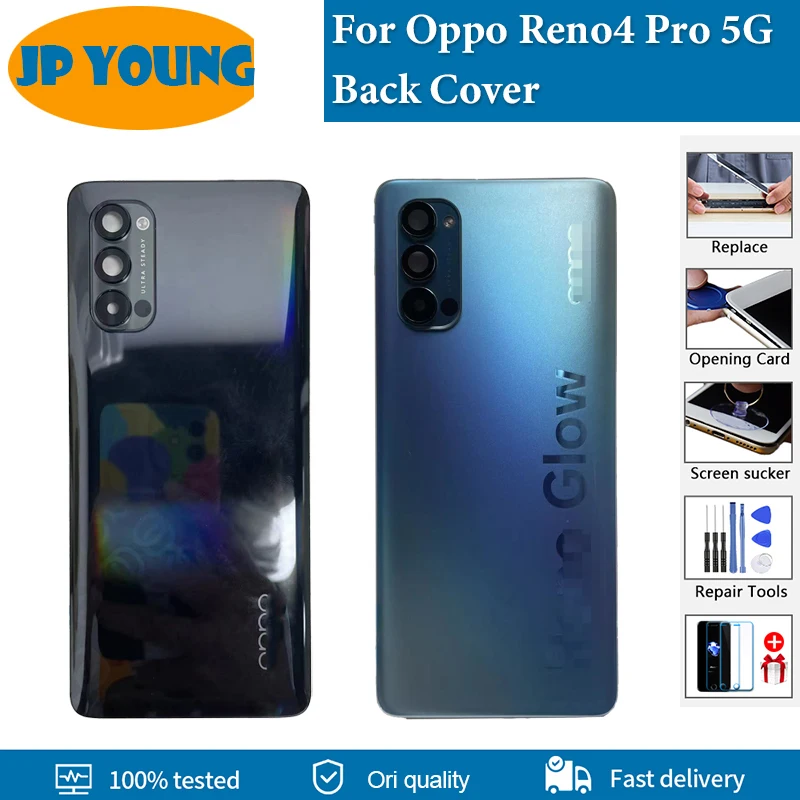 Original New Glass For Oppo Reno4 Pro 5G Battery Cover Door Back Housing Rear Case Camera Lens Reno 4 Pro 5G Replacement Parts