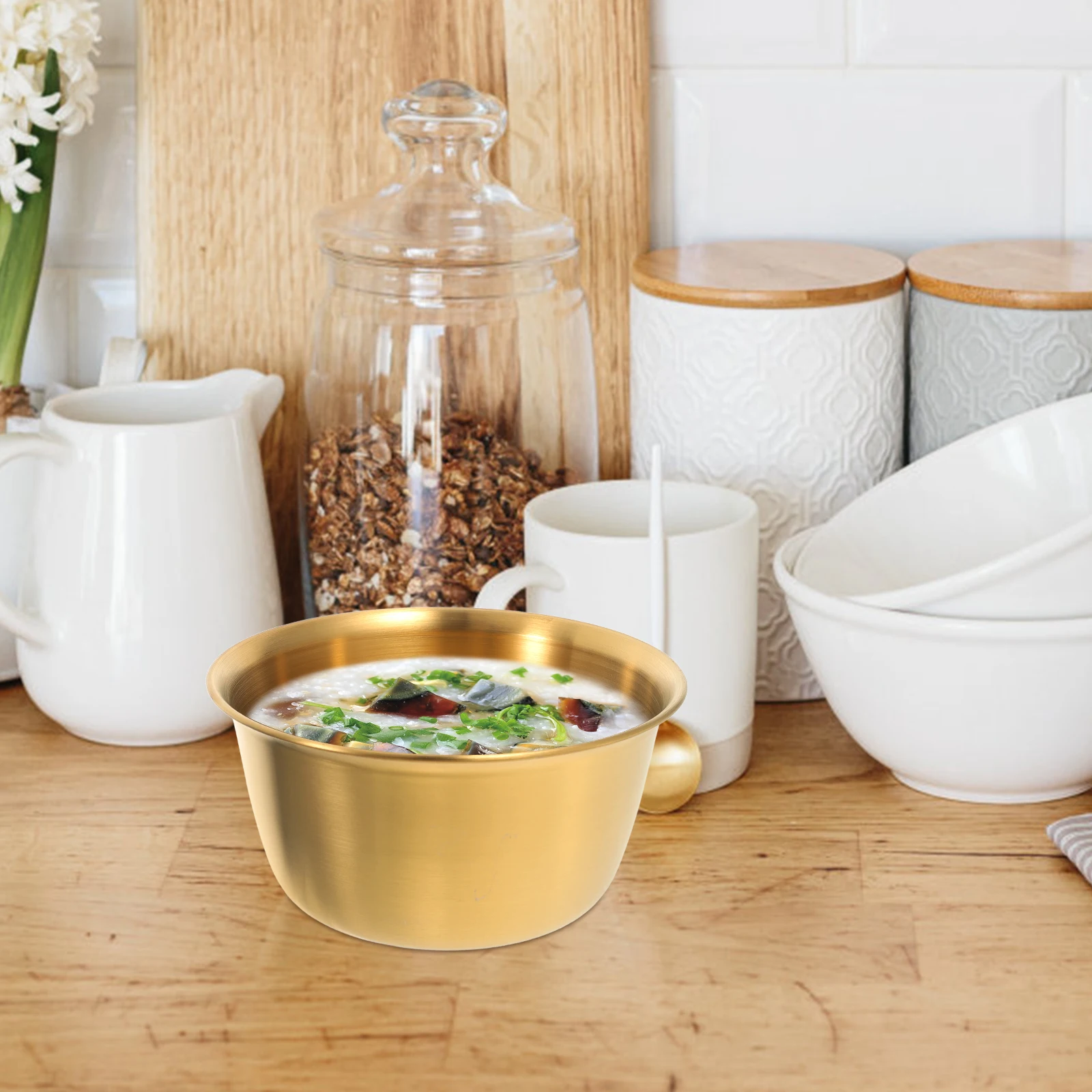 

Large Stainless Steel Salad Mixing Bowl Multipurpose Deep Food Storage Bowl for Kitchen Baking Mixing Dough Kneading Snacks