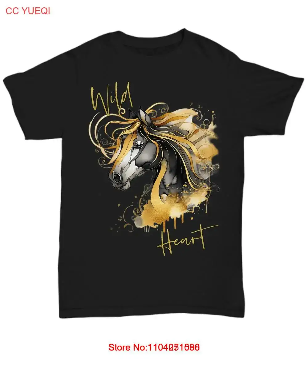 Wild Heart - Gold Black Horse Head Image, Black T-Shirt - Unisex Tee