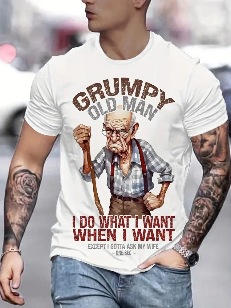 New Men’s Funny Grumpy Old Man T-Shirt Humor Sarcastic Graphic Tee Summer Casual Short Sleeve Trend Street Man Streetwear