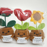 Crochet Flowers Artificial Tulip Potted Finished Hand Woven Plants Knitted Sunflower Wedding Gift for Guests Home Decoration