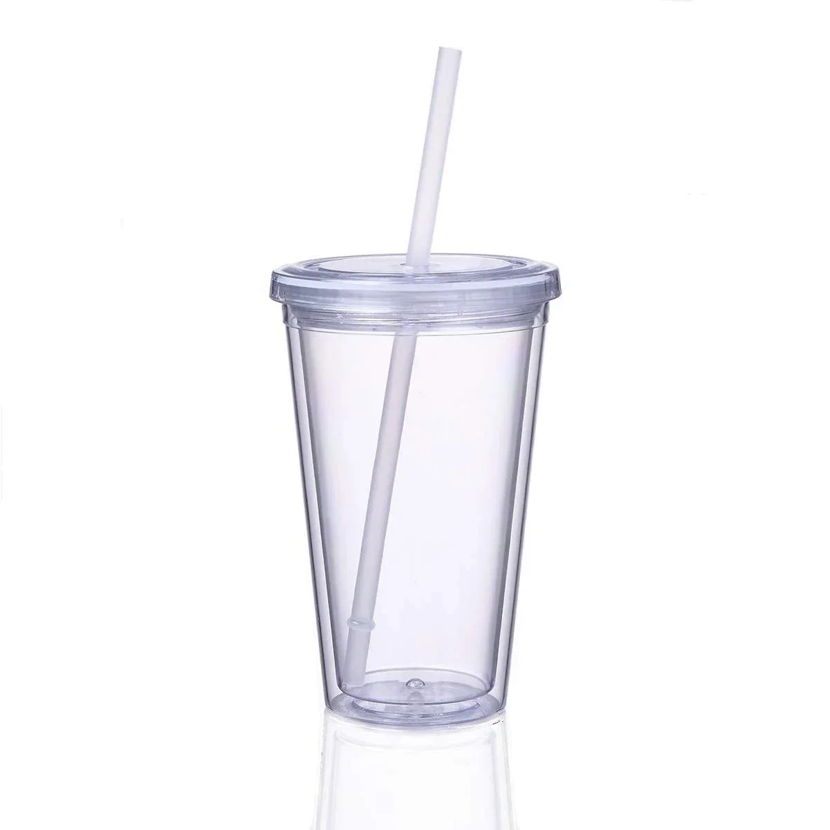 

1 pcs Transparent Plastic Tumbler Cup Double-layer Water Bottle Iced Coffee Mugs Reusable Travel Drinking Cup Car Cups